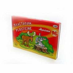 Пластилин 16 цветов 320 грамм (гамма) мультики со стеком арт 280027/281027. Количество в наборе 3 шт. Gamma
