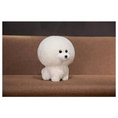 Собачка Шпиц Мягкая игрушка / Пушистый щенок с большой головой / цвет белый Kidslandiya