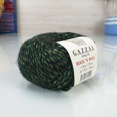 Пряжа GAZZAL ROCK N ROLL (Gazzal), изумруд/черн. меланж - 13957, 9% шерсть, 70% полиамид, 21% акрил, 10 мотков, 50 г, 115 м.