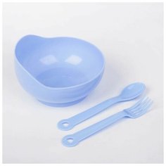 Набор детской посуды, 3 предмета: миска 250 мл, ложка, вилка, от 5 мес, цвета микс Крошка Я