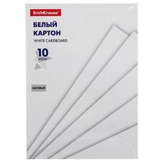 Картон белый А4, 10 листов, , немелованный, 170 г/м2, на склейке Erich Krause