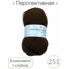 Пряжа Пехорка Перспективная 251 коричневый 50% мериносовая шерсть, 50% акрил во 100г 270м 5шт