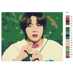 Картина по номерам Т613 60x80 "Ким Сокджин (Kim Seokjin), участник группы BTS (БТС)" Brushes Paints