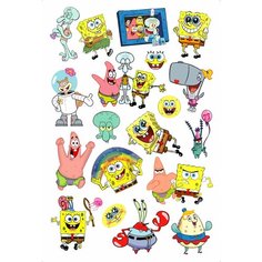 Губка боб наклейки детские стикеры наборы для творчества Sponge Bob Now Or Never