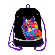 Мешок для обуви 1 отделение Berlingo "Astro Cat", 400*480мм, расширяющееся дно, светоотражающая лента, карман на молнии