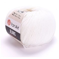 Пряжа YarnArt Jeans Ярнарт джинс Белый (01) 3 мотка 50 г/160 м (45% акрил 55 хлопок)