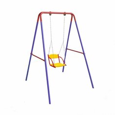 Уличные качели Атлет на цепях со спинкой, синий/красный