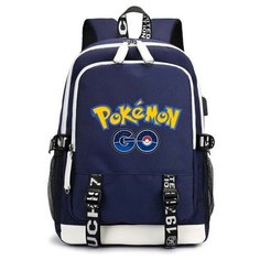 Рюкзак с логотипом Покемон (Pokemon) синий с USB-портом №1 Noname