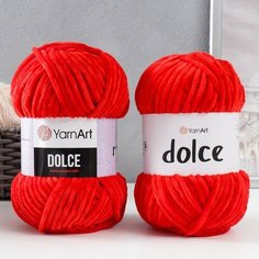 Пряжа "Dolce" 100% микрополиэстер 120м/100гр (748 красный) Yarn Art