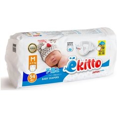 Подгузники 3 размер M для новорожденных детей на липучках (6-11 кг), 54 шт Ekitto