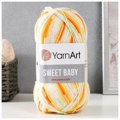 Пряжа "Sweet Baby" 100% акрил 300м/100г (902 желтый-белый-салат) Yarn Art