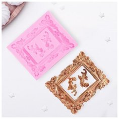 Молд «Рамка, лепнина», 9,5×11,5 см, цвет микс No Brand