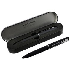 BrunoVisconti Ручка шариковая поворотная, 1.0 мм, Bruno Visconti PORTOFINO, стержень синий, корпус чёрный, в металлическом футляре