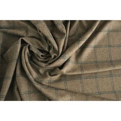 Ткань шерсть в клеточку бежевого цвета с хвойным подтоном Лоро пиана