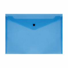 Папка-конверт на кнопке СТАММ А4, 150мкм, пластик, прозрачная, синяя - 30 шт.