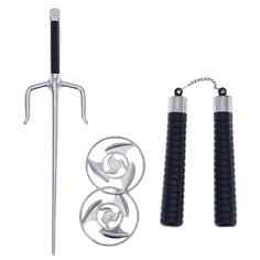 Набор ниндзя «Ямакаси», 4 предмета: кинжал, нунчаки, 2 диска Noname