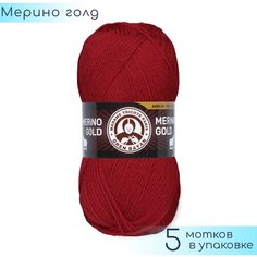 Пряжа Madame Tricote "Merino Gold" №033 Красный, 49% шерсть меринос + 51% акрил, 100гр. 400м. 5шт.