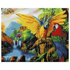 Алмазная мозаика, 40х50 см / Модель: "Попугаи" / Полная выкладка / Kubanstar