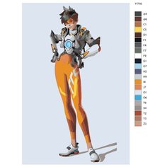 Картина по номерам Y-716 "Компьютерная игра Overwatch (овервотч). Трейсер" 40х60 Brushes Paints
