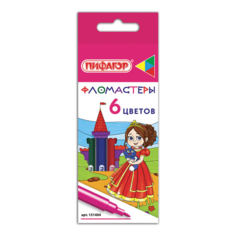 Фломастеры пифагор "Принцессы", 6 цветов, вентилируемый колпачок, 151404, 24 наборов