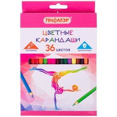 Карандаши цветные пифагор "быстрее! Выше! Сильнее!", 36 цветов, классические, заточенные