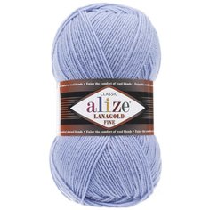 Пряжа Alize Lanagold Fine (Ализе Ланаголд Файн) - 5 мотков, 40 голубой, 49% шерсть, 51% акрил 390м/100г