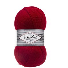Пряжа ALIZE Superlana Tig (Суперлана тиг) - 1 моток цвет: красный (56), 25%шерсть, 75% акрил, 570м/100г
