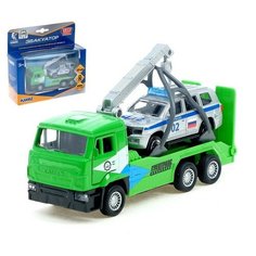 Набор металлических инерционных машин «Камаз-эвакуатор + Toyota Land Cruiser», 12 см и 7,5 см Технопарк