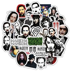 Стикеры 9 листов А6(35 наклеек) виниловые самоклеящиеся наклейки для детей и взрослых на телефон, велосипед, ноутбук, блокнот. Стикерпак Marlyn Manson Bulba Craft