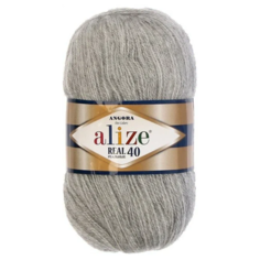 Пряжа Alize Angora Real 40, 40 % шерсть, 60 % акрил, 100 г, 430 м, 1 шт., 614 серый меланж