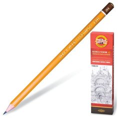 Карандаш чернографитный KOH - I - NOOR 1500 ,2H, без резинки, корпус желтый, заточенный, 12 шт.
