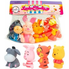 Резиновые игрушки-пищалки для ванны Винни Пух и компания / 4 шт. Denco Store