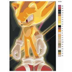 Картина по номерам W-439 "Персонаж видеоигр, фильмов и комиксов Sonic (Соник) - Майлз "Тейлз" Прауэр" 60x90 Brushes Paints