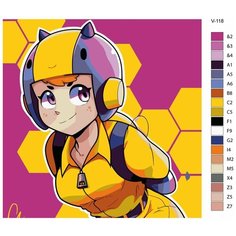 Картина по номерам V-118 "Игра Brawl Stars (Бравл Старс). Беа" 70х70 Brushes Paints