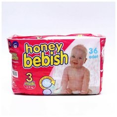 Подгузники детские Bebish 3 Midi (4 - 9 kg), 36 шт Noname