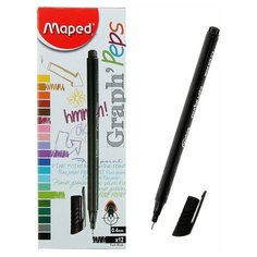Ручка капиллярная Graph Peps, чёрная, узел 0.4 мм, эргономичная зона обхвата Maped