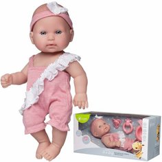 Пупс Junfa Pure Baby в розовом песочнике с белой рюшкой и повязке на голове, 30 см (WJ-22512)
