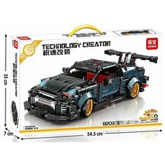 Конструктор Гоночный автомобиль с механизмом pull back, 681 деталь Dino Group