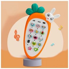 Интерактивный детский смартфон морковка с грызунком Kraskoli