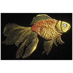 Набор для вышивания гладью золотое шитье "Гладкий мир" "золотая рыбка" 12,5 Х8 СМ (без основы) (032-ГЛ)