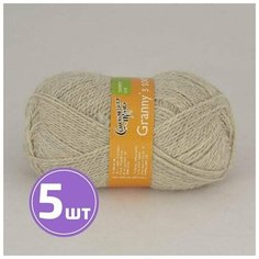 Пряжа для вязания крючком, спицами Семеновская Semenovskaya Grannys sock W средняя, шерсть 100%, цвет 195, светлый натуральный, 5 шт. по 100 г, 250 м
