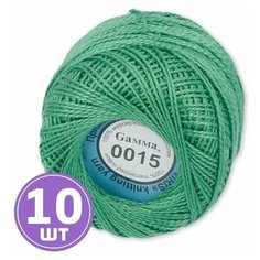 Пряжа для вязания спицами, крючком, машинного вязания Gamma Ирис классическая тонкая, 100% хлопок цвет 0015 светло-зеленый, 10 шт. по 10 г 82 м