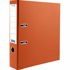 Папка-регистратор 80мм ПВХ с 1 сторонней обтяжкой, металлический уголок, оранжевая, разобранная. Количество в наборе 4 шт. NO Name