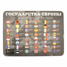 Накладка на стол пластиковая А3 (430 x 320 мм) 400 мкм, "Флаги", обучающая Пчёлка