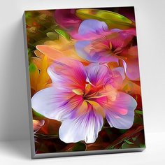 Алмазная мозаика на холсте 40х50 Яркие цветы, 32 цвета DIY