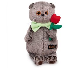 Мягкая игрушка Басик с тюльпаном, 22 см, серый Basik&Co