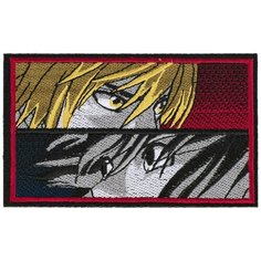 Нашивка, шеврон, патч (patch) Тетрадь смерти Лайт Ягами и Эл Лоулайт взгляды, размер 7,5*12,5 см, 1 шт. Нет бренда