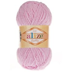 Пряжа для вязания ALIZE SOFTY Ализе Софти: 185 (детский розовый), 3 шт, 115 м, 50 г, 100% микрополиэстер