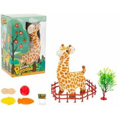 Игрушка мягкая интеративная жираф ходит, шевелит хвостиком, музыка (без слов), с аксессуарами игротрейд 2310933