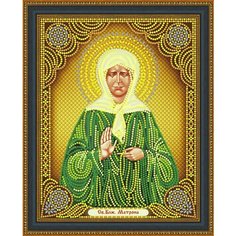 Алмазная мозаика на холсте с подрамником (картина стразами) 20х30 Икона Матрона Московская New World